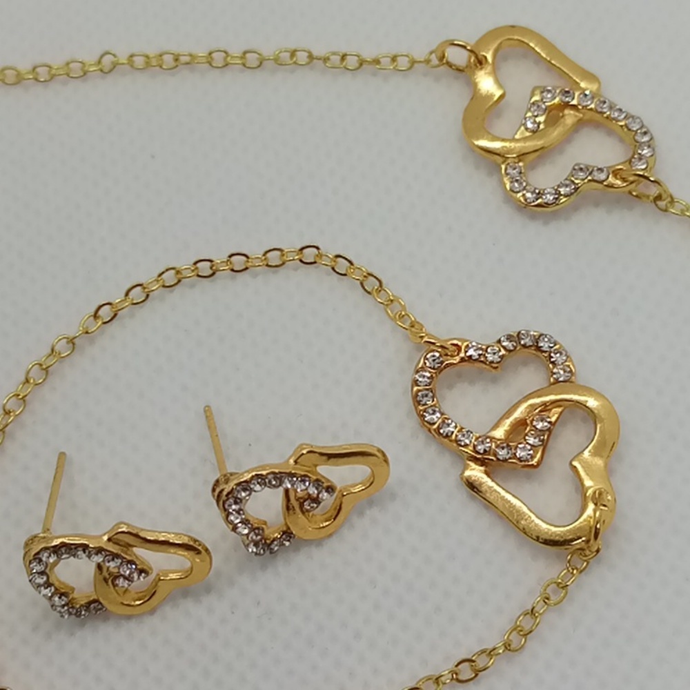 Necklace Bracelet and Earrings gold color Jewelry Bundle set
